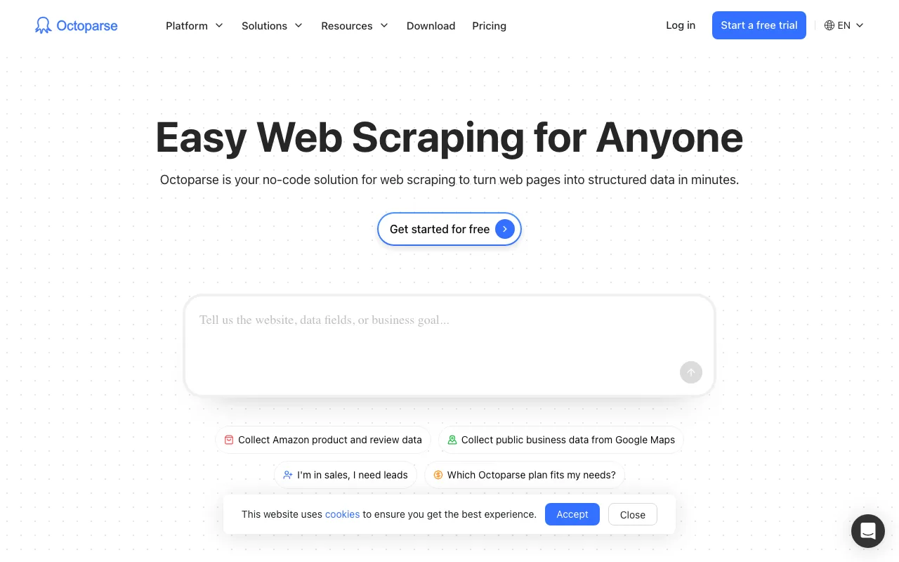 Octoparse Google Maps scraping tool screenshot